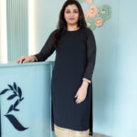 Black Georgette Kurti with Gold Lace Hem 01