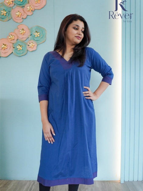 Linen V Neck Kurti with Anchoring 02