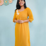 Mustard Yellow Handwork Kurti 01