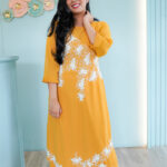 Mustard Yellow Handwork Kurti with Palazzo 03