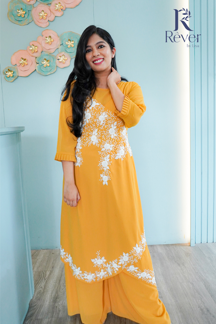Yellow Pure Cotton Kurti with Pant  NPV15403R