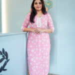 Pink Cotton Kurti with Lace